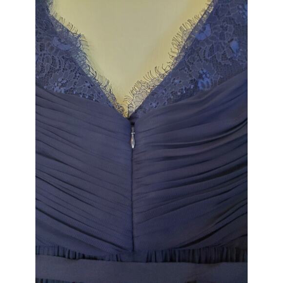 Hitherto BHLDN Navy Blue Fleur Lace Chiffon Maxi Formal Gown Prom Dress, Size 10 - Picture 14 of 16